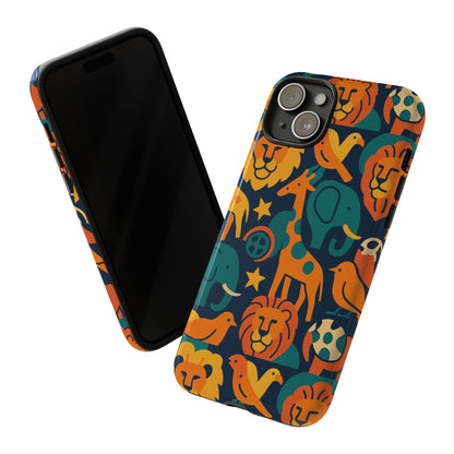 Vibrant Animal Print Protective Phone Case in Multicolour – Playful Design for Stylish Protection – Compatible with iPhone 13, 14, 15 & 16 – All Models Including Pro, Pro Max & Plus