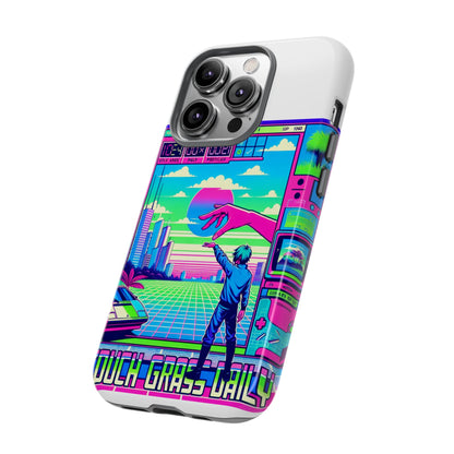 Touch Grass Daily 3D Wrap Protective Phone Case for Smartphones, Durable Shock Absorption, UV Protected, Unique Anime Design, Fun Gift for Tech Enthusiasts