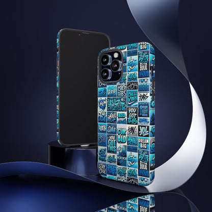 Vibrant Blue 3D Wrap Protective Phone Case Featuring Retro Alphabet Design for Stylish Smartphone Protection Compatible with iPhone 13, 14, 15 & 16 – all models including Pro, Pro Max & Plus