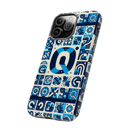 Blue Alphabet Letter Q Phone Case with 3D Wrap Protective Cover for Smartphones Kids and Adults Stylish Silicone Shock Absorption Durable Design