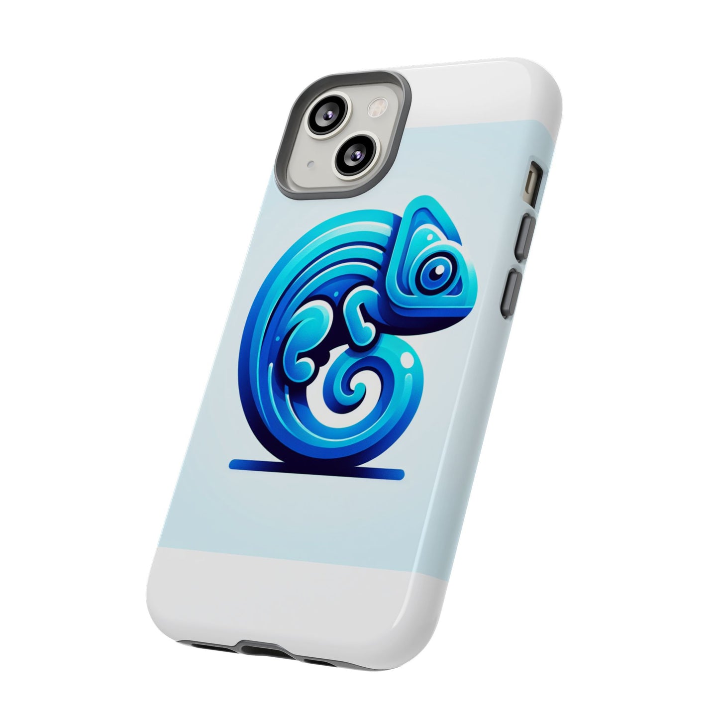 vibrant 3d chameleon phone case in blue retro design for stylish protection – compatible with iphone 13, 14, 15 & 16 – all models including pro, pro max & plus