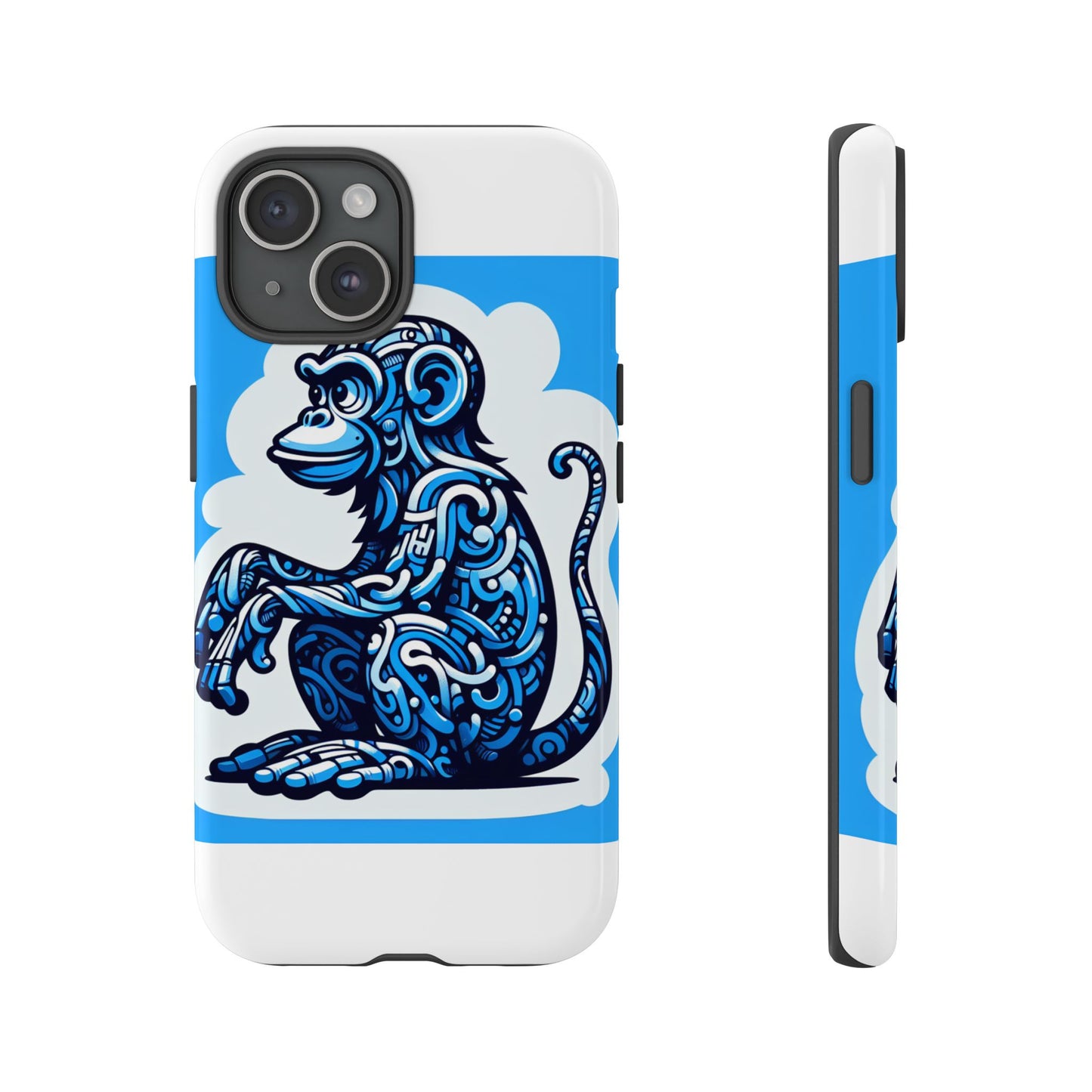 vibrant 3d monkey design phone case in blue – stylish protection for smartphones compatible with iphone 13, 14, 15 & 16 – all models including pro, pro max & plus