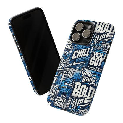Vibrant 3D Typography Phone Case in Blue – Stylish Protection for Trendy Individuals – Compatible with iPhone 13, 14, 15 & 16 – all models including Pro, Pro Max & Plus