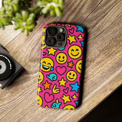 Vibrant Pink Emoji Phone Case with 3D Wrap Design for Stylish Protection Compatible with iPhone 13, 14, 15 & 16 – All Models Including Pro, Pro Max & Plus