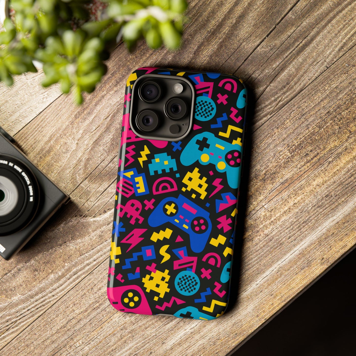 vibrant retro gaming phone case with 3d design for stylish protection compatible with iphone 13, 14, 15 & 16 – all models including pro, pro max & plus