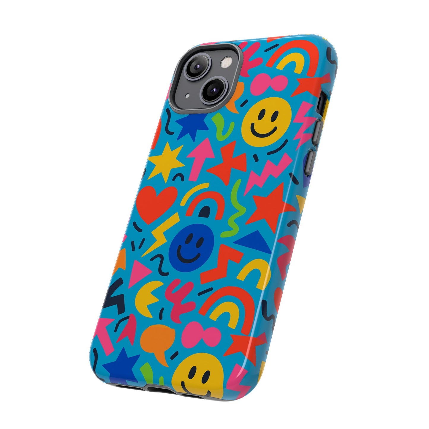 multicolour 3d wrap protective phone case for kids and teens with fun geometric design – stylish protection compatible with iphone 13, 14, 15 & 16 – all models including pro, pro max & plus
