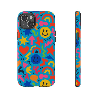 Multicolour 3D Wrap Protective Phone Case for Kids and Teens with Fun Geometric Design – Stylish Protection Compatible with iPhone 13, 14, 15 & 16 – all models including Pro, Pro Max & Plus