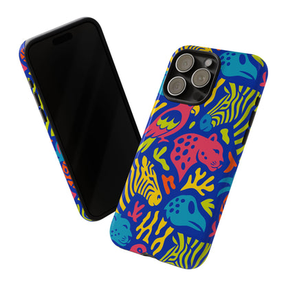 Vibrant Animal Print Protective Phone Case for Stylish Protection with Multicolour Design – Compatible with iPhone 13, 14, 15 & 16 – All Models Including Pro, Pro Max & Plus