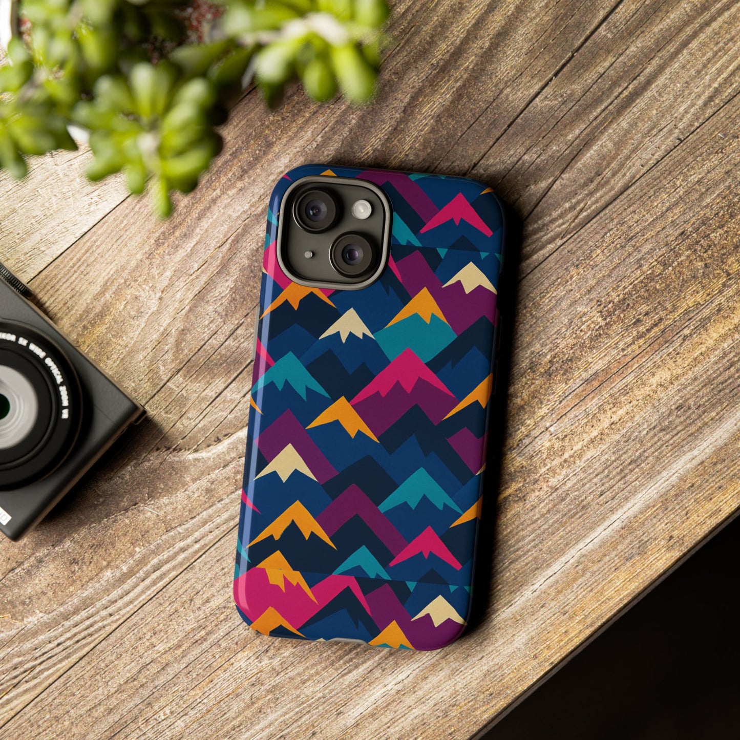 multicolour mountain geometric protective phone case – stylish accessory for unique self-expression compatible with iphone 13, 14, 15 & 16 – all models including pro, pro max & plus
