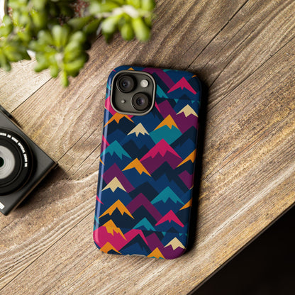 Multicolour Mountain Geometric Protective Phone Case – Stylish Accessory for Unique Self-Expression Compatible with iPhone 13, 14, 15 & 16 – all models including Pro, Pro Max & Plus