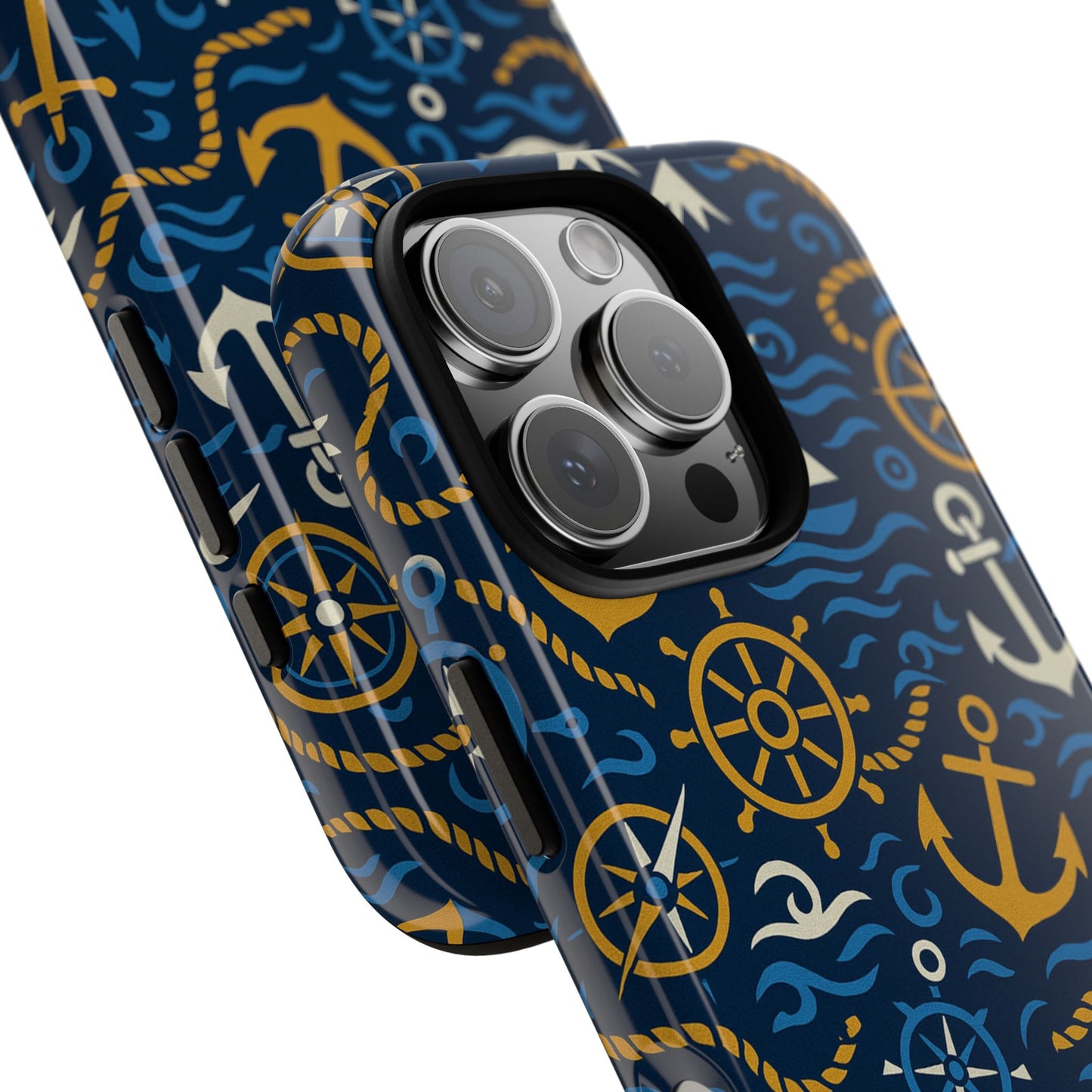 vibrant nautical blue phone case with 3d anchor design for stylish protection compatible with iphone 13, 14, 15 & 16 – all models including pro, pro max & plus