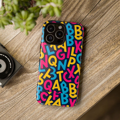 Multicolour 3D Wrap Phone Case with Playful Alphabet Design – Stylish Protection for Smartphones Compatible with iPhone 13, 14, 15 & 16 – All Models Including Pro, Pro Max & Plus