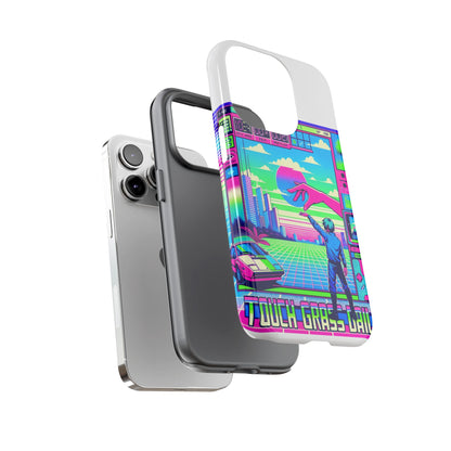 Touch Grass Daily 3D Wrap Protective Phone Case for Smartphones, Durable Shock Absorption, UV Protected, Unique Anime Design, Fun Gift for Tech Enthusiasts