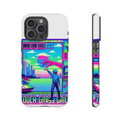 Touch Grass Daily 3D Wrap Protective Phone Case for Smartphones, Durable Shock Absorption, UV Protected, Unique Anime Design, Fun Gift for Tech Enthusiasts