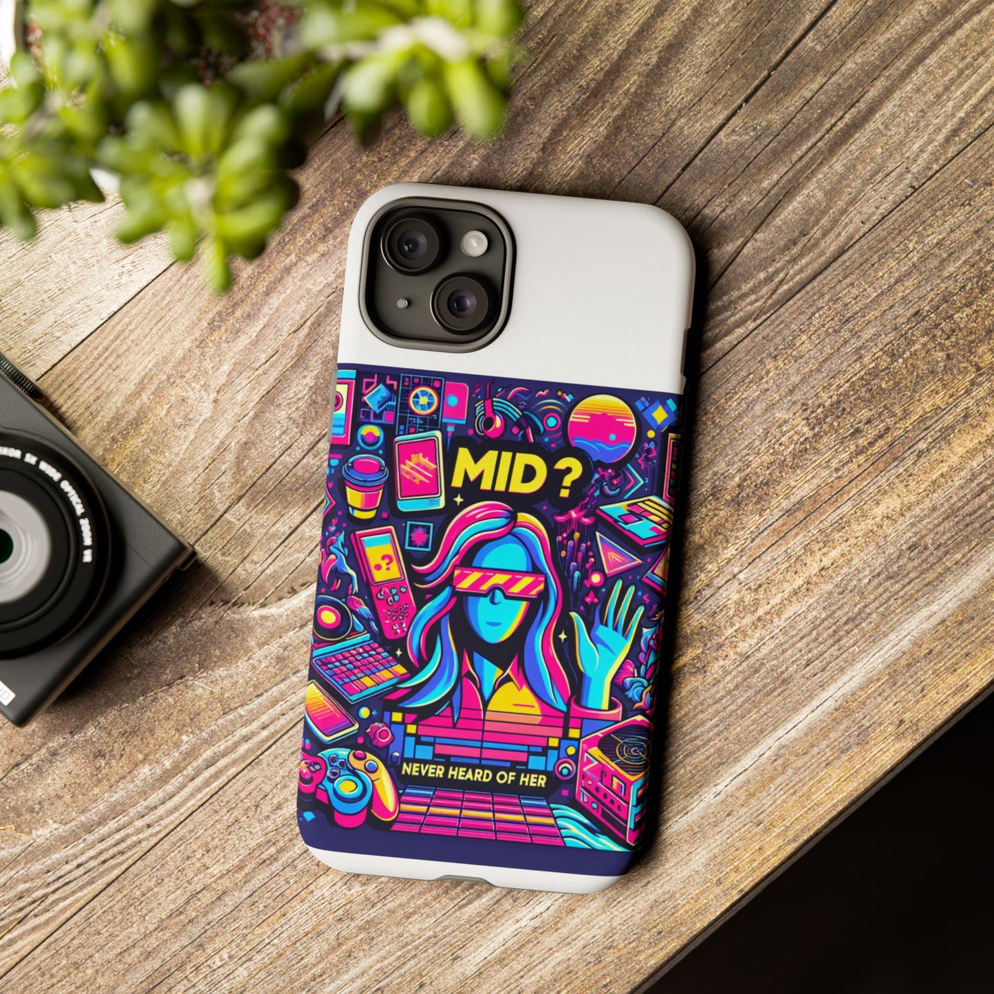 mid never heard of her 3d wrap protective phone case for fun retro style and shock absorption, ideal gift for tech enthusiasts and anime lovers