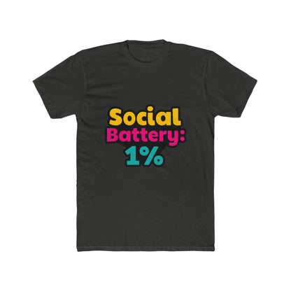 Social Battery 1% Meme Unisex T-Shirt – Multicolor Graphic Tee, Funny Casual Tee for Men and Women, Humorous T-Shirt for Everyday Wear, Sizes S-XXL