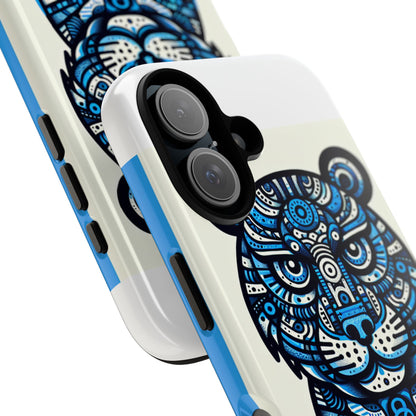 Vibrant Blue Geometric Tiger Design Phone Case – Stylish Protection Accessory for Self-Expression Compatible with iPhone 13, 14, 15 & 16 – all models including Pro, Pro Max & Plus