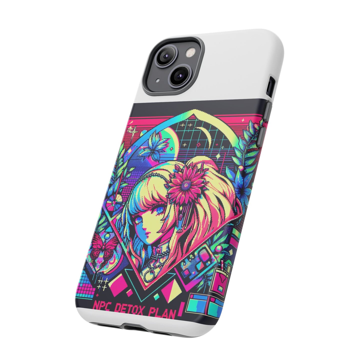 npc detox plan - vibrant protective phone case for anime and comic lovers, durable shock absorption, uv protected, glossy or matte finish