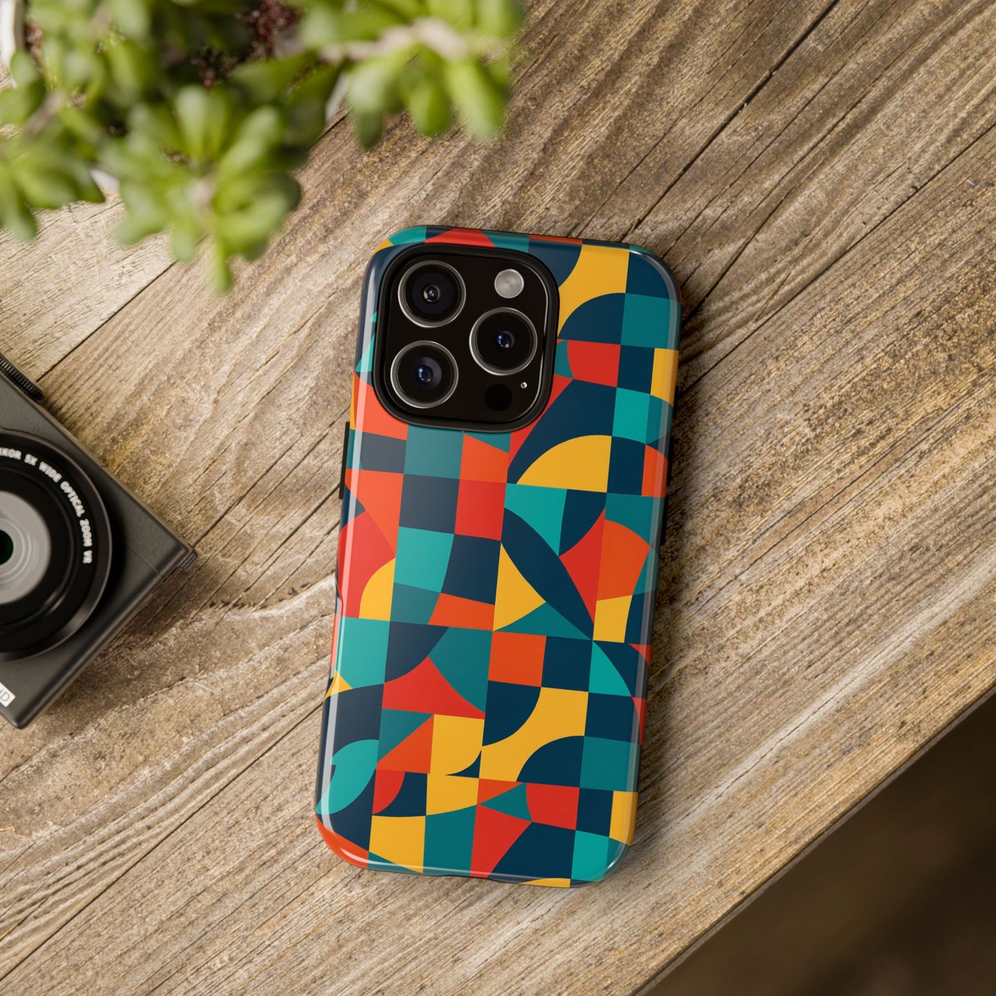 vibrant multicolour geometric 3d wrap phone case for stylish protection and unique expression compatible with iphone 13, 14, 15 & 16 – all models including pro, pro max & plus