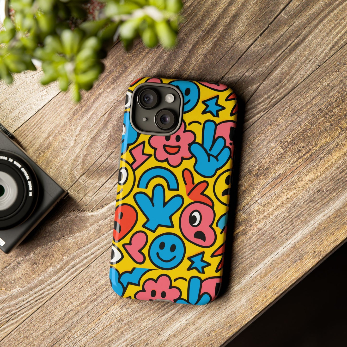 vibrant emoji phone case with fun 3d multicolour design, playful protective cover for kids and teens, compatible with iphone 13, 14, 15 & 16 – all models including pro, pro max & plus