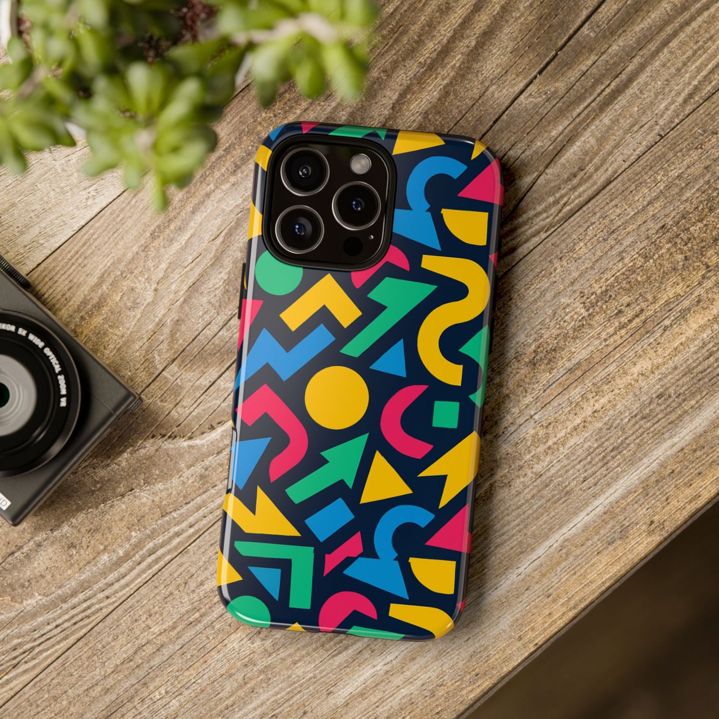 vibrant 3d geometric print phone case for men and women – stylish protection with multicolour design, compatible with iphone 13, 14, 15 & 16 – all models including pro, pro max & plus