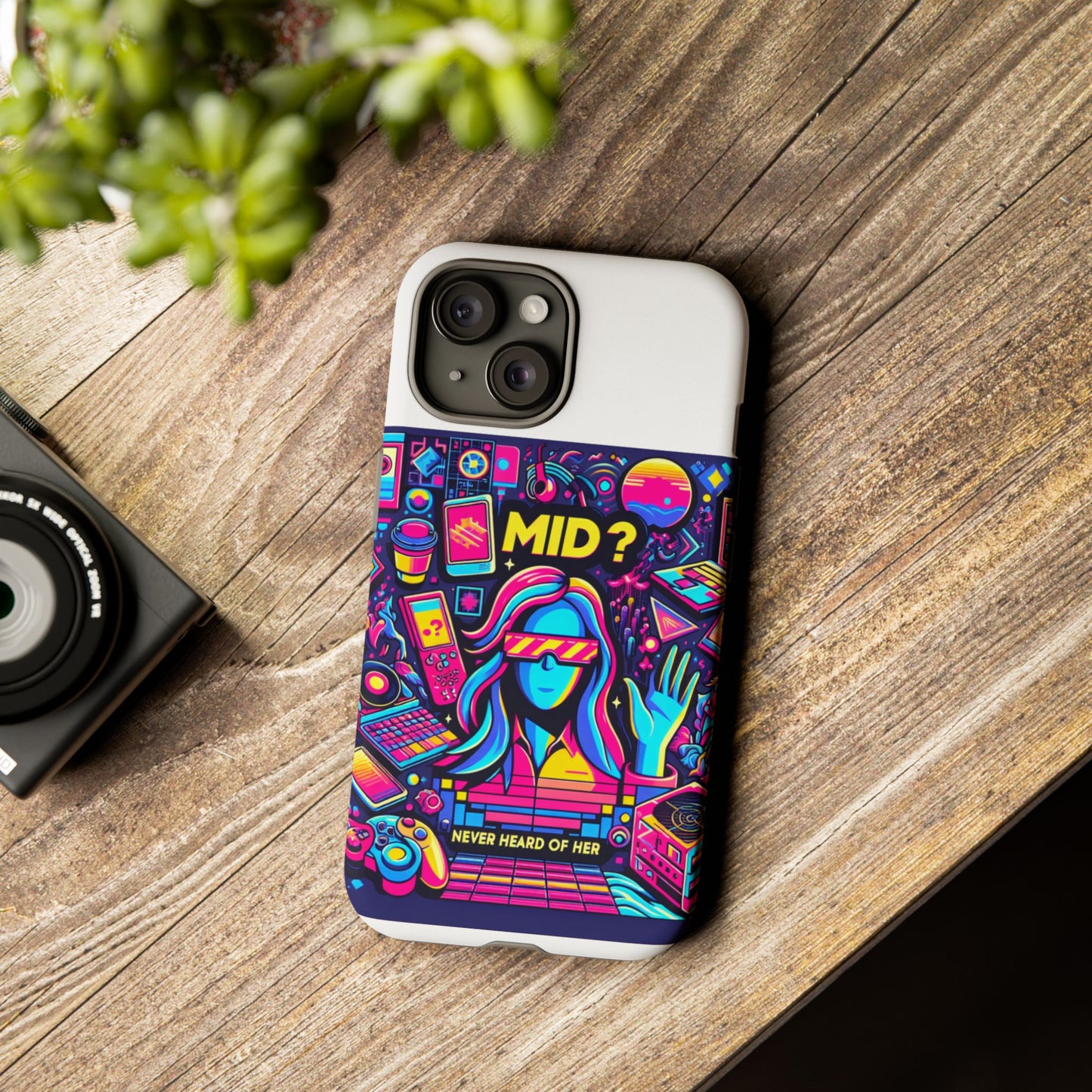 mid never heard of her 3d wrap protective phone case for fun retro style and shock absorption, ideal gift for tech enthusiasts and anime lovers