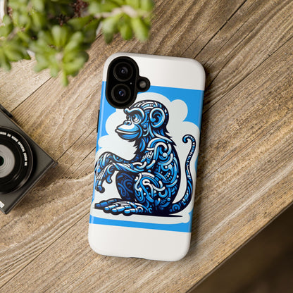 Vibrant 3D Monkey Design Phone Case in Blue – Stylish Protection for Smartphones Compatible with iPhone 13, 14, 15 & 16 – All Models Including Pro, Pro Max & Plus