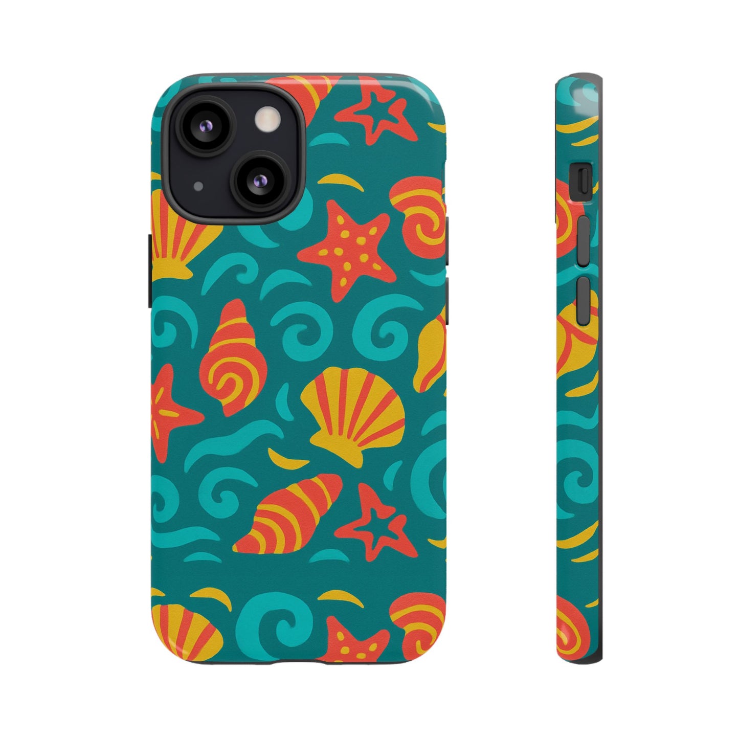 vibrant coastal shell pattern protective phone case for stylish self-expression compatible with iphone 13, 14, 15 & 16 – all models including pro, pro max & plus