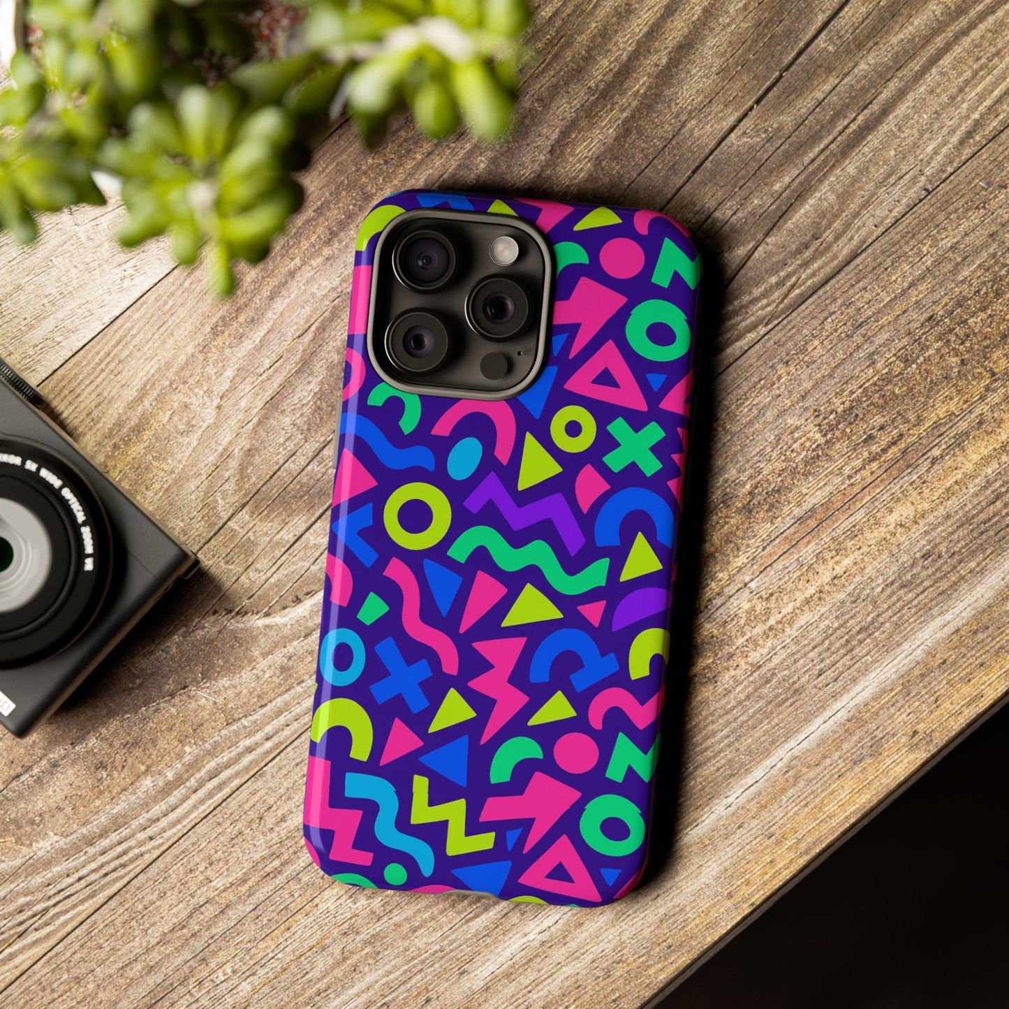 vibrant geometric 3d wrap protective phone case for men and women stylish accessory compatible with iphone 13, 14, 15 & 16 – all models including pro, pro max & plus