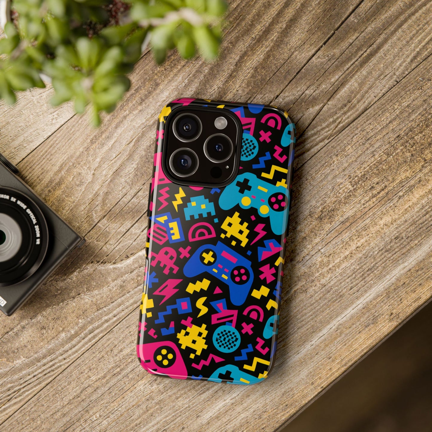 vibrant retro gaming phone case with 3d design for stylish protection compatible with iphone 13, 14, 15 & 16 – all models including pro, pro max & plus