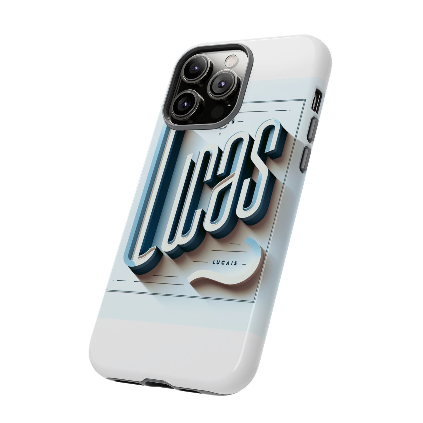 3d wrap protective phone case in blue with playful typography design – stylish protection compatible with iphone 13, 14, 15 & 16 – all models including pro, pro max & plus