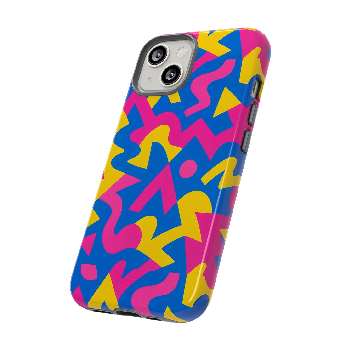 vibrant y2k geometric protective phone case with 3d wrap design for unique style compatible with iphone 13, 14, 15 & 16 – all models including pro, pro max & plus