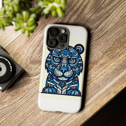 Vibrant Blue Geometric Tiger Design Phone Case – Stylish Protection Accessory for Self-Expression Compatible with iPhone 13, 14, 15 & 16 – all models including Pro, Pro Max & Plus