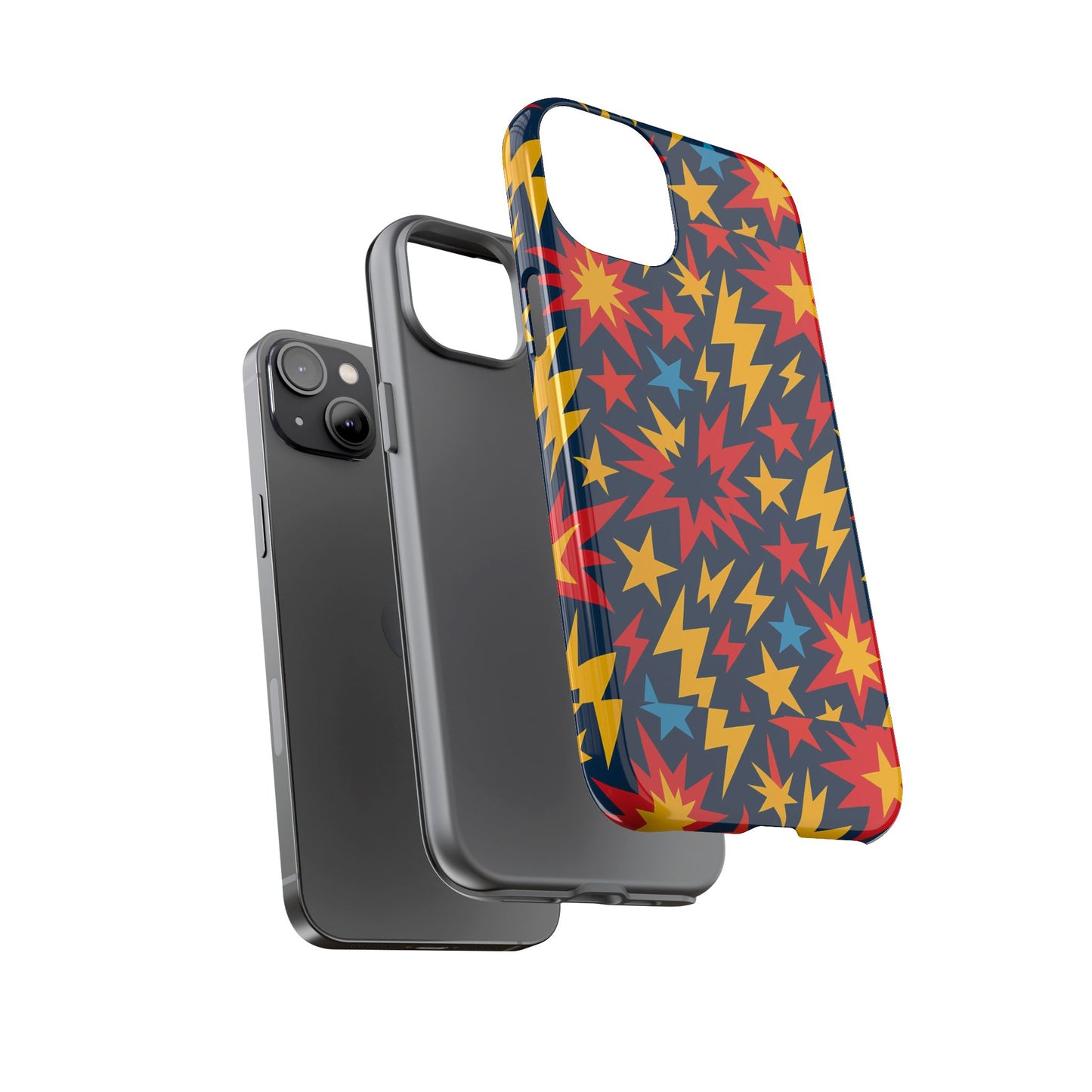 vibrant 3d superhero phone case with colourful lightning design for men and women, stylish protection compatible with iphone 13, 14, 15 & 16 – all models including pro, pro max & plus