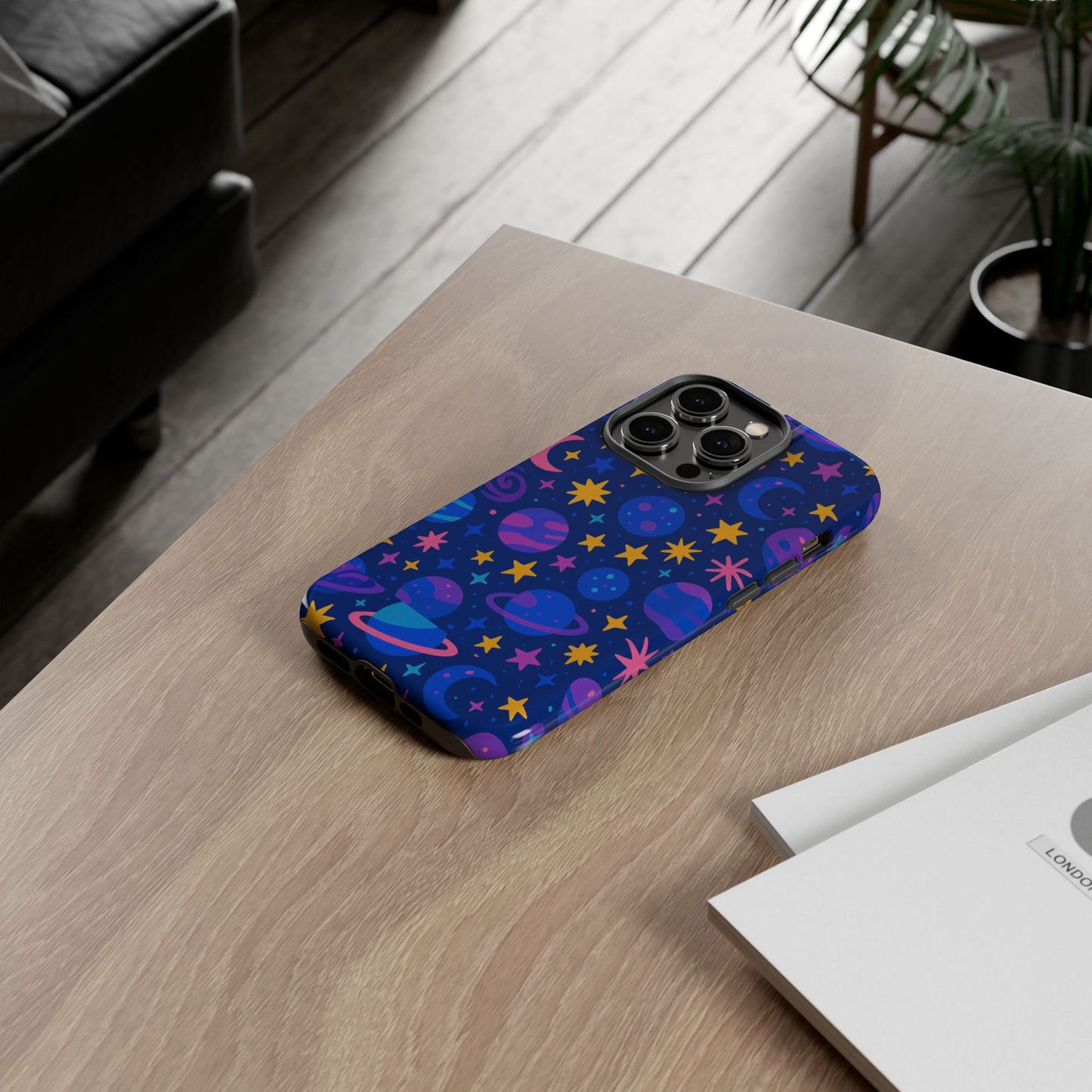 vibrant space theme protective phone case for unisex – colourful 3d design fashion accessory compatible with iphone 13, 14, 15 & 16 – all models including pro, pro max & plus