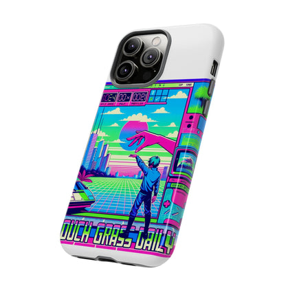 Touch Grass Daily 3D Wrap Protective Phone Case for Smartphones, Durable Shock Absorption, UV Protected, Unique Anime Design, Fun Gift for Tech Enthusiasts