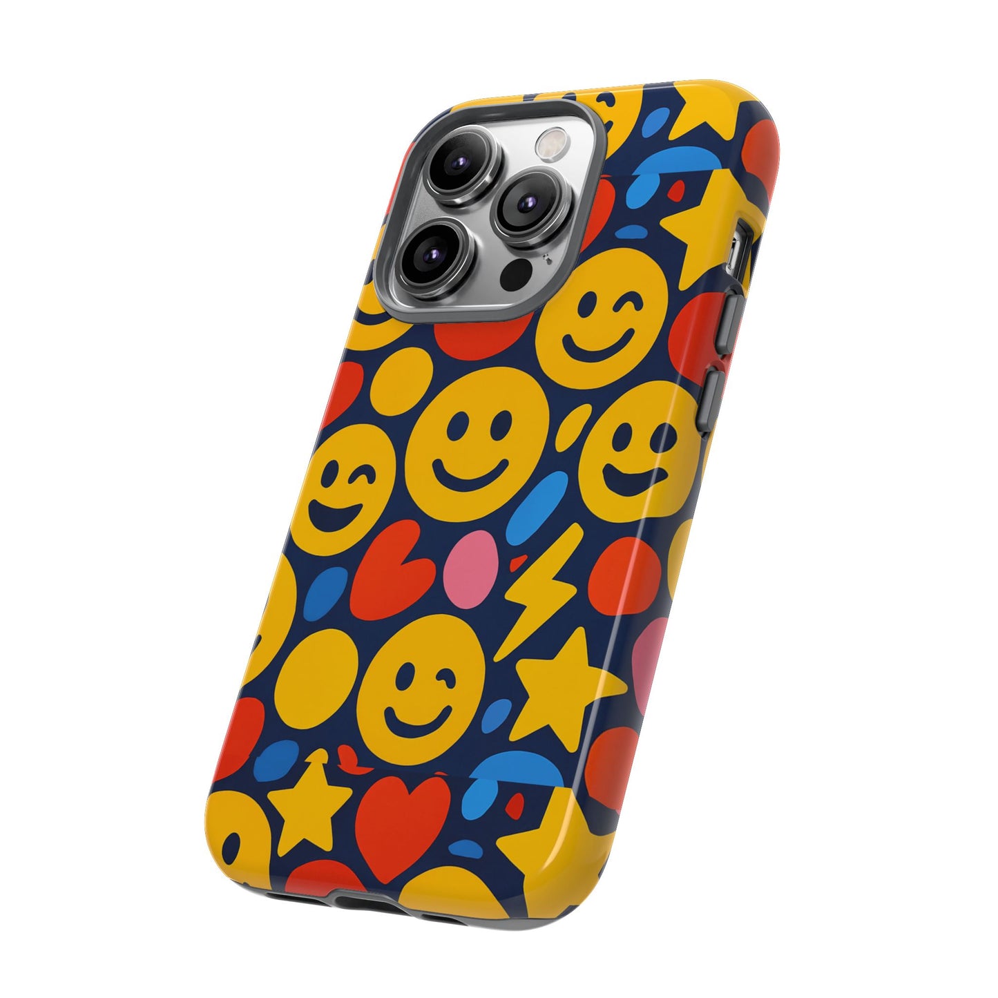multicolour 3d emoji phone case for stylish protection – fun and playful design for kids and young adults compatible with iphone 13, 14, 15 & 16 – all models including pro, pro max & plus
