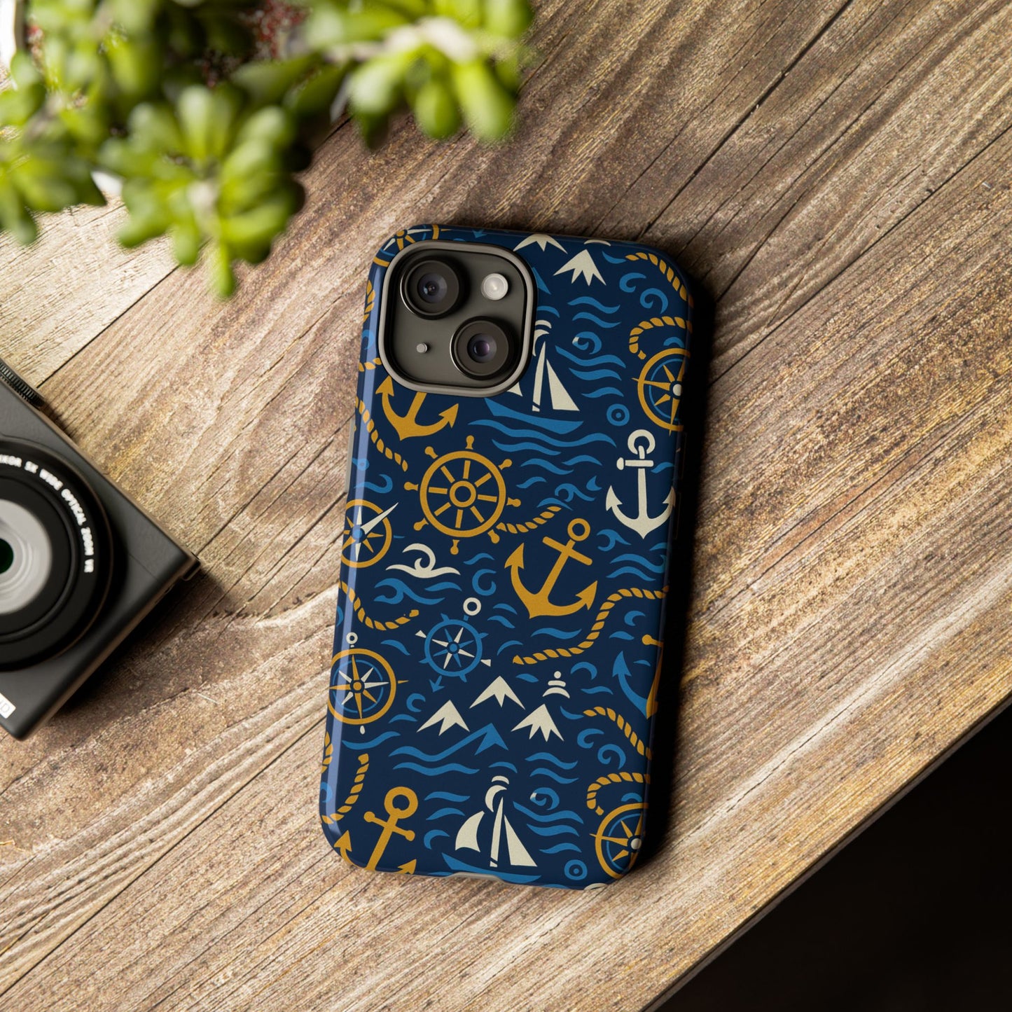 vibrant nautical blue phone case with 3d anchor design for stylish protection compatible with iphone 13, 14, 15 & 16 – all models including pro, pro max & plus