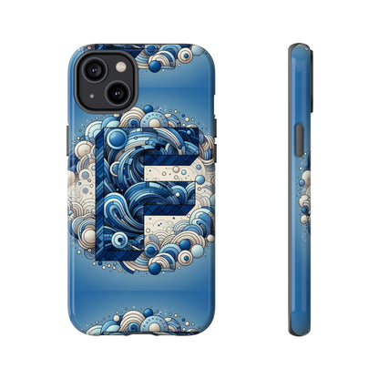 Blue Alphabet F Phone Case for iPhone and Android Durable Shockproof Cover with 3D Wrap Design and UV Protection