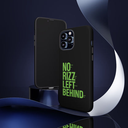 Tough Phone Case - No Rizz Left Behind, Durable Protection, Shock Absorbent, Stylish Design, Perfect Gift for Adults, Supports Wireless Charging, UV Protected, Lightweight Accessory