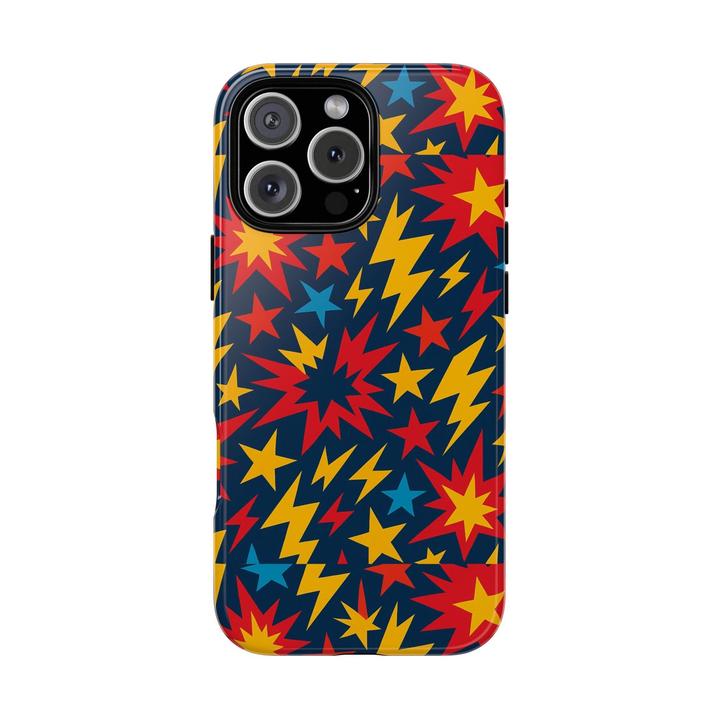 vibrant 3d superhero phone case with colourful lightning design for men and women, stylish protection compatible with iphone 13, 14, 15 & 16 – all models including pro, pro max & plus