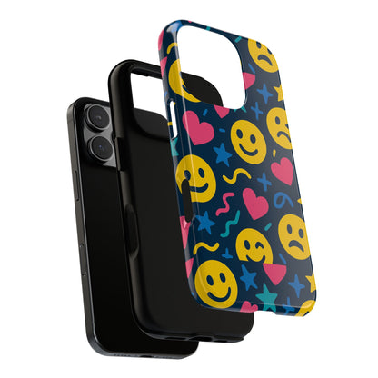 Vibrant Multicolour Emoji Phone Case with 3D Wrap Design for Playful Protection Compatible with iPhone 13, 14, 15 & 16 – all models including Pro, Pro Max & Plus