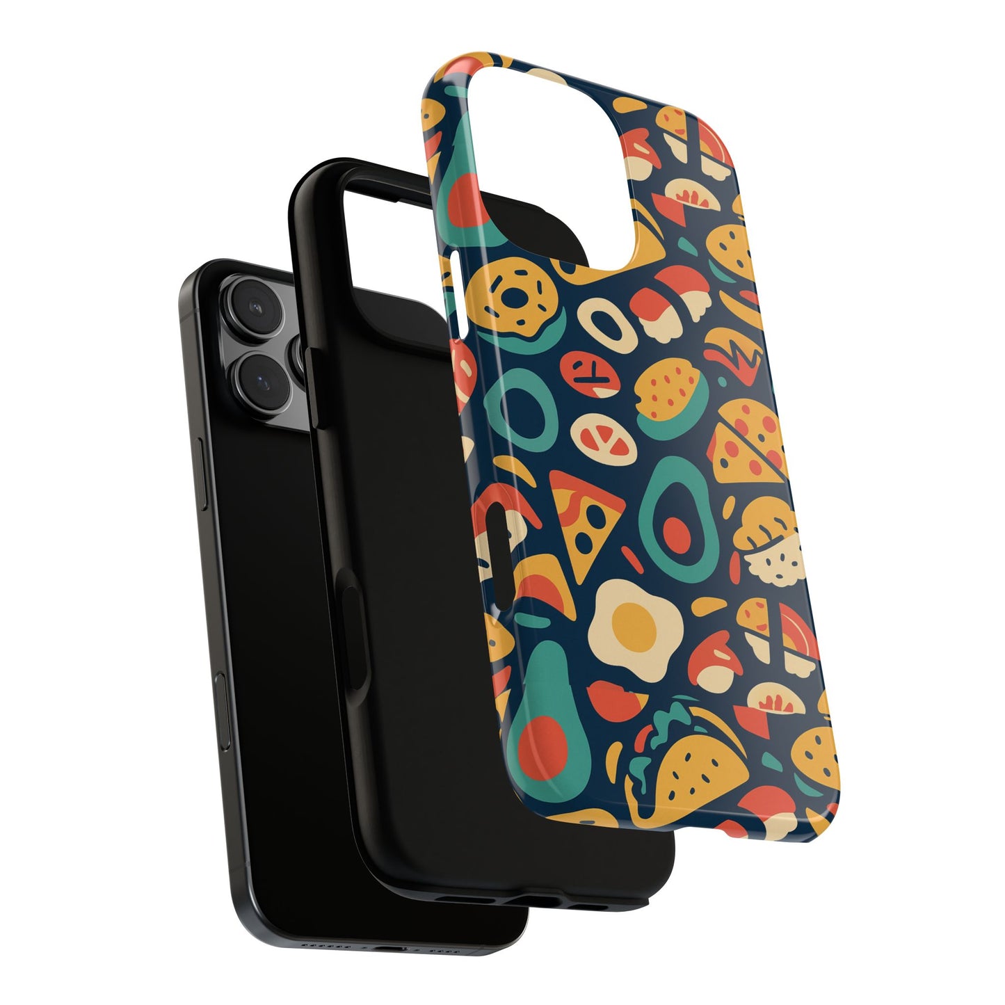vibrant food-themed protective phone case with 3d design for stylish protection compatible with iphone 13, 14, 15 & 16 – all models including pro, pro max & plus