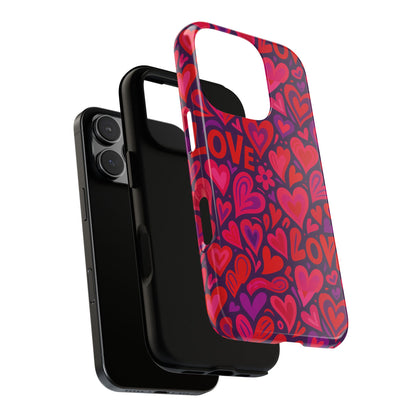 Multicolour 3D Heart Pattern Protective Phone Case for Smartphones – Vibrant Design for Stylish Protection, Compatible with iPhone 13, 14, 15 & 16 – all models including Pro, Pro Max & Plus