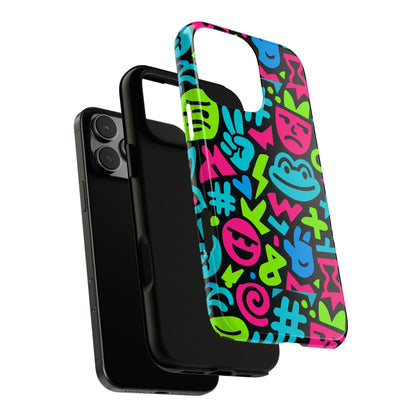 Vibrant Emoji Pattern Protective Phone Case Colourful 3D Design Stylish Protection for Unisex Smartphones Compatible with iPhone 13, 14, 15 & 16 – all models including Pro, Pro Max & Plus