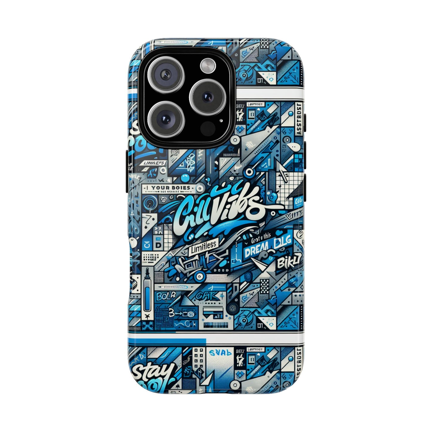 vibrant 3d wrap protective phone case in retro blue aesthetic for stylish protection compatible with iphone 13, 14, 15 & 16 – all models including pro, pro max & plus