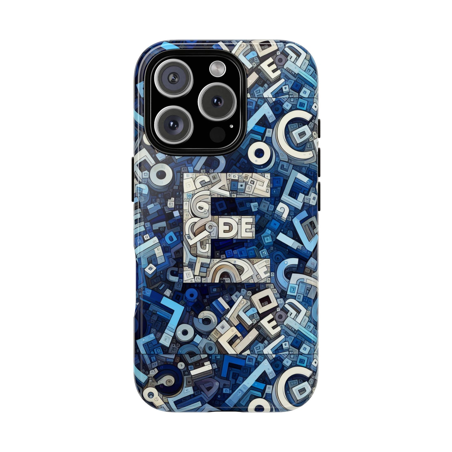 blue alphabet e phone case with 3d wrap design for stylish protection and personalised tech accessory for men and women