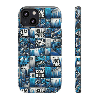 Vibrant 3D Wrap Protective Phone Case in Blue Urban Aesthetic Design for Stylish Smartphone Protection Compatible with iPhone 13, 14, 15 & 16 – All Models Including Pro, Pro Max & Plus
