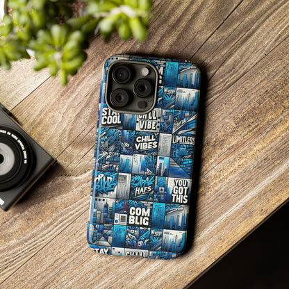 Vibrant 3D Wrap Protective Phone Case in Blue Urban Aesthetic Design for Stylish Smartphone Protection Compatible with iPhone 13, 14, 15 & 16 – All Models Including Pro, Pro Max & Plus