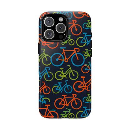 Multicolour Bicycle Print Protective Phone Case for Smartphones – Vibrant Style and Trendy Accessory Compatible with iPhone 13, 14, 15 & 16 – all models including Pro, Pro Max & Plus